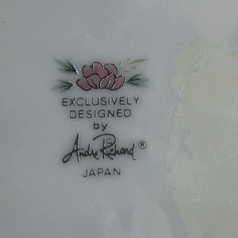 Vintage Andy Panda Japan Pink Rose Floral Porcelain Square Lidded Trinket Box